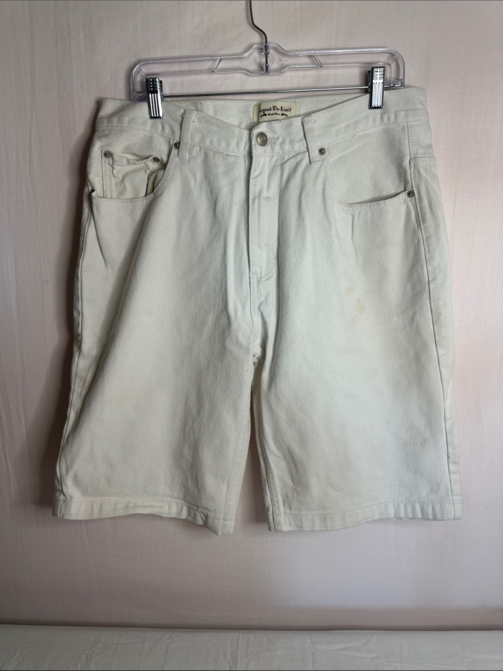 Men's Off-White Cotton Jean Shorts - Classic Five-Pocket